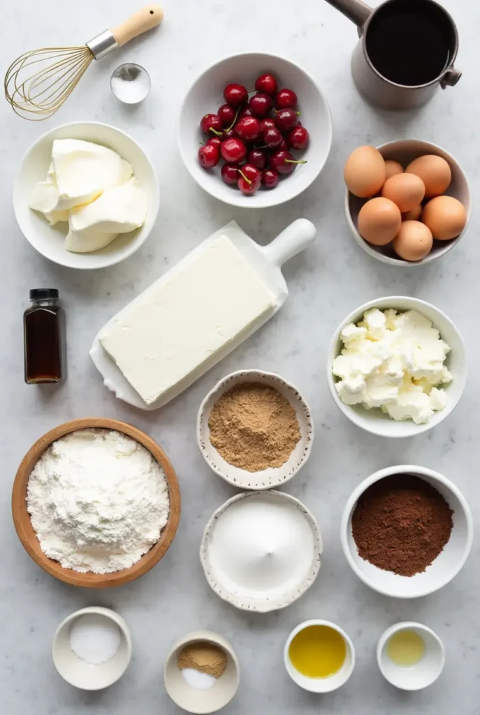 Ingredients for Easy Chocolate Cherry Cake